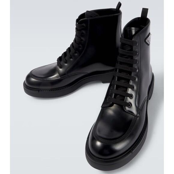 NEW MEN PRADA COMBAT BLACK LEATHER CHELSEA BOOTS US 9.5/UK8.5 main image 13
